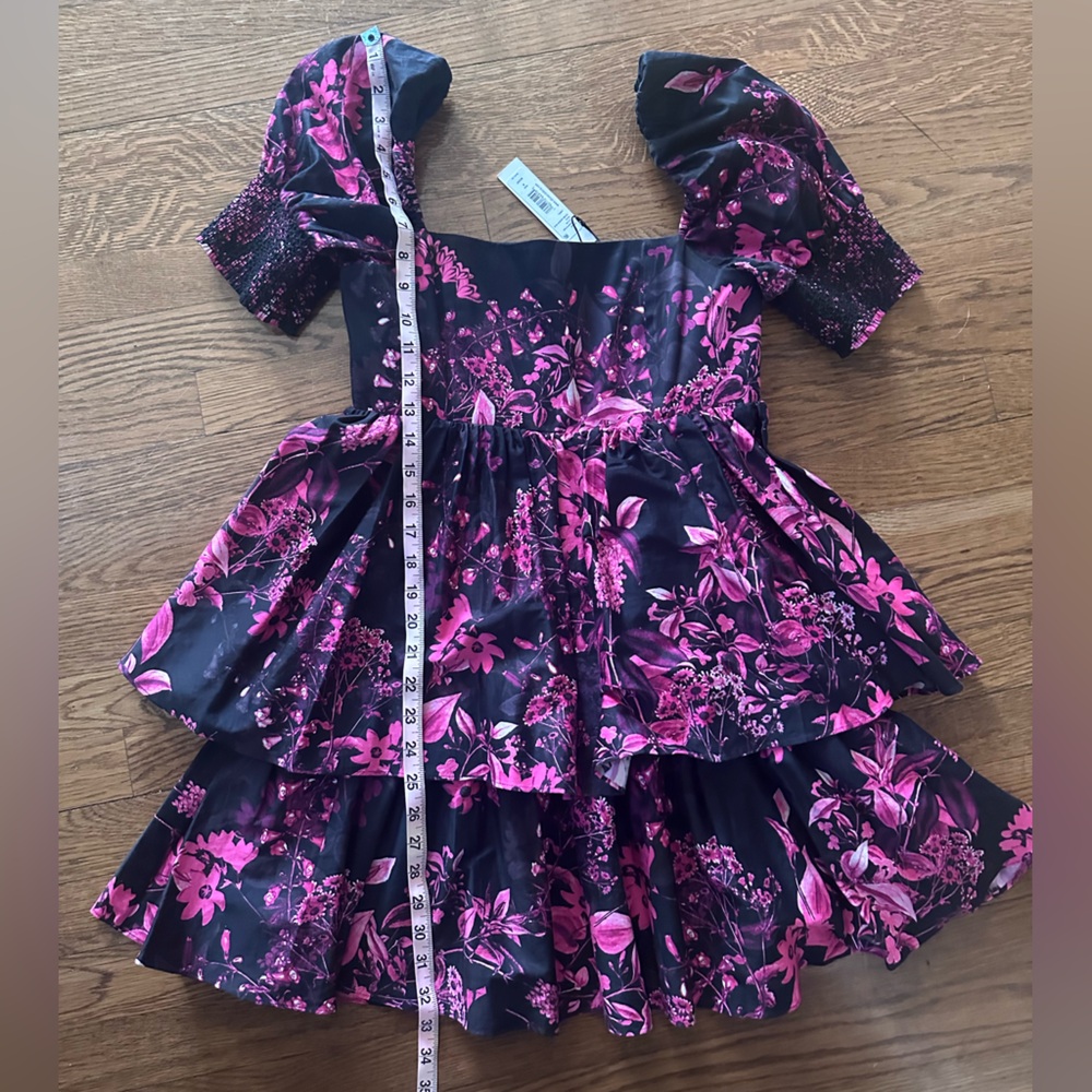 NWT Alice + Olivia Emmalou Tiered Puff Sleeve Mini Dress - Picture 12 of 13